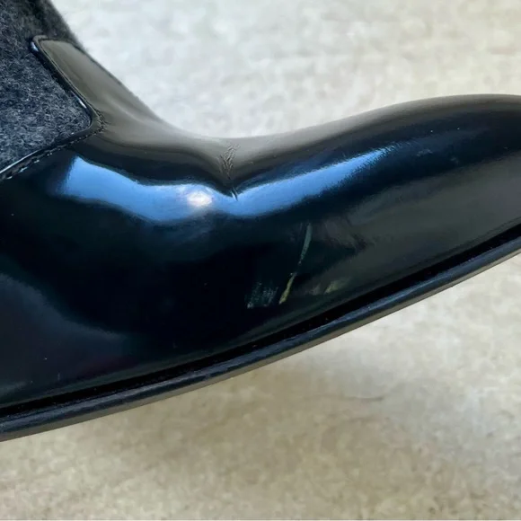 Stuart Weitzman Black and Gray Heels sz 7. Patent leather & wool. Made in Spain - Picture 5 of 12